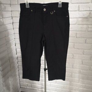 Simon Chang Ladies Size 10 Black Zipper & Button Closure Capri Pants